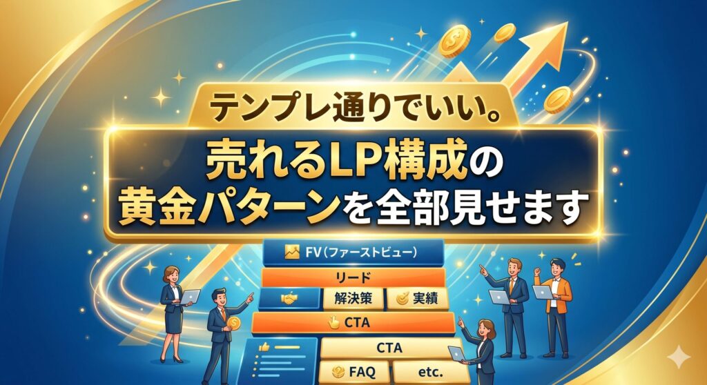 売れるLP構成の黄金パターンを解説するアイキャッチ画像