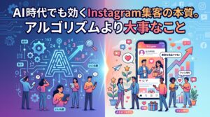 「AI時代に売れるLPライティングの条件。きれいな文章はもう武器じゃない」というテキストが配置されたアイキャッチ画像。左側には「キレイなだけの文章」でコンバージョンが下がる様子、右側にはAIを活用し「共感」や「CTA」を盛り込んだ「心を動かすライティング」で売上が向上する様子が対比して描かれています。