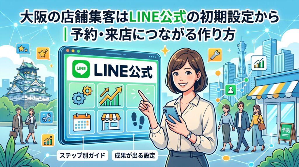 大阪の店舗集客に向けたLINE公式アカウントの初期設定と予約・来店に繋げる方法を解説するアイキャッチ画像